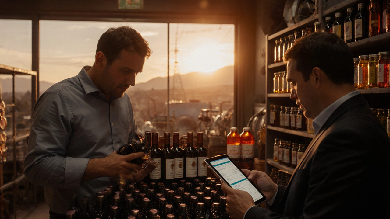 Bodega en Mendoza donde se embotella vino Malbec para exportación a Estados Unidos.