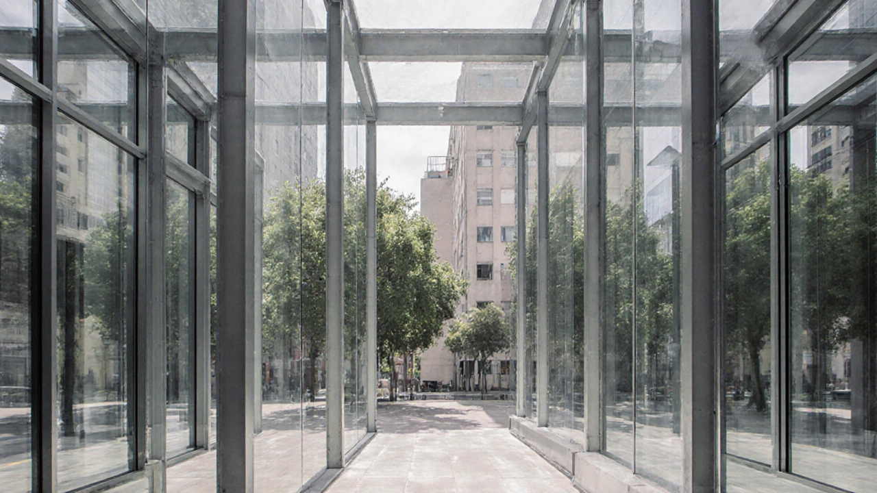 Estructura de acero con grandes ventanales y luz natural, en un entorno urbano moderno.