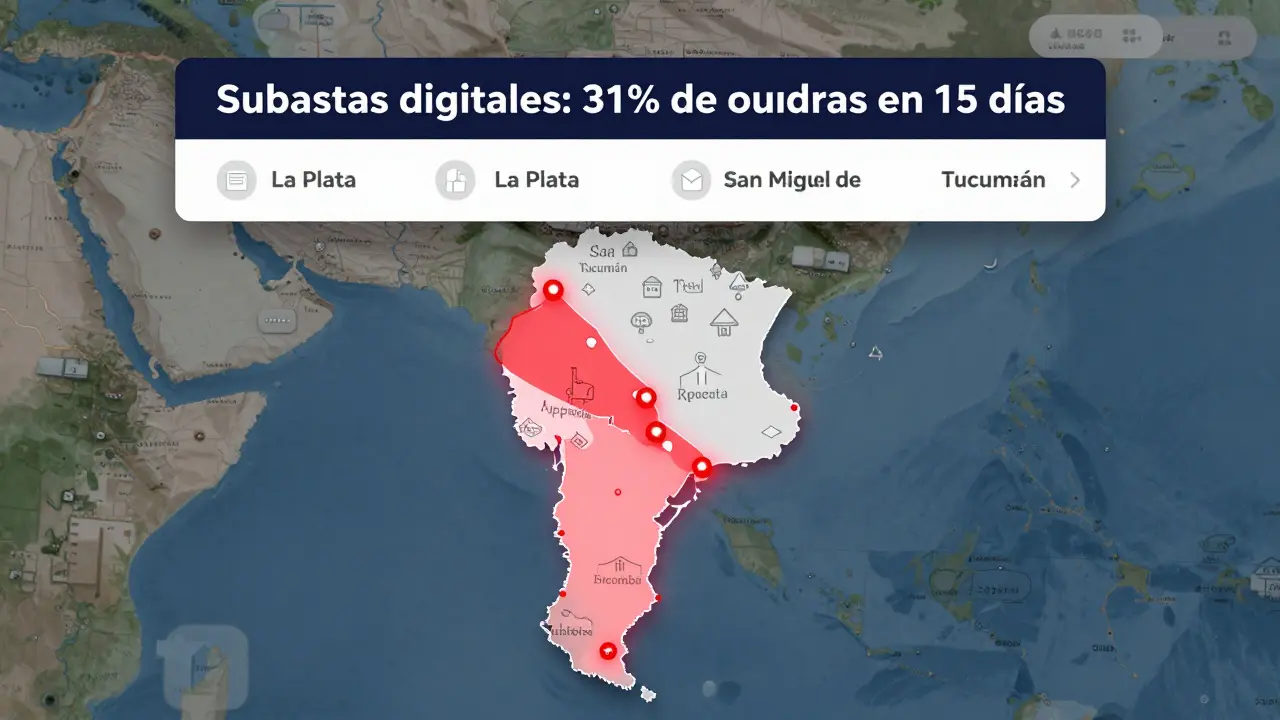 Plataforma digital de subastas inmobiliarias con mapas de rotación en Argentina.