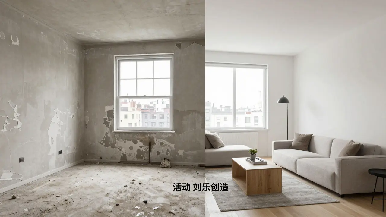 Comparativa de un apartamento antes y después de una renovación moderna.