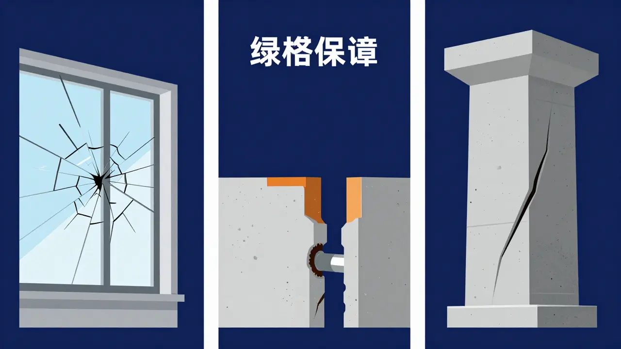 Ilustración técnica de vicios aparentes, ocultos y fallas estructurales.