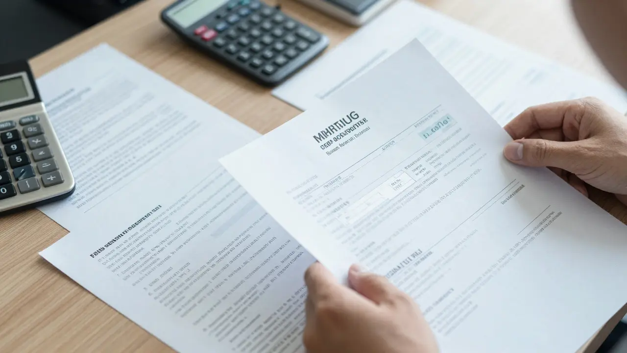 Documentos fiscales y cálculos sobre escritorio de oficina