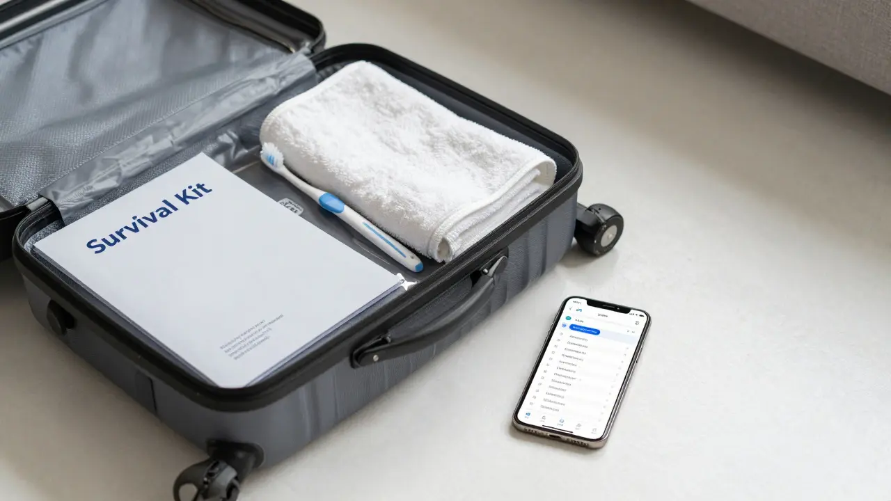 Mochila de supervivencia para mudanza junto a inventario digital