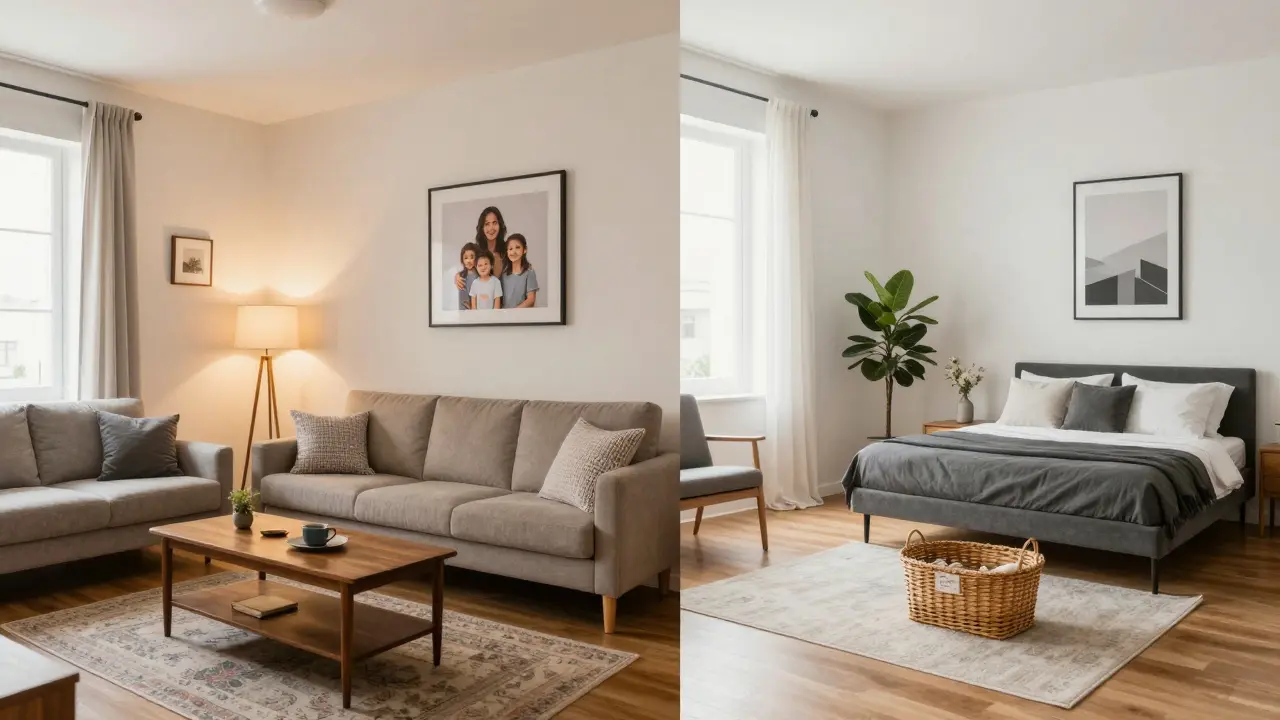 Comparación visual entre alquiler residencial tradicional y turístico en un departamento