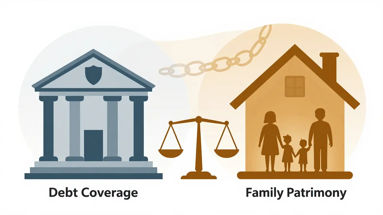 Ilustración conceptual comparando protección bancaria y familiar