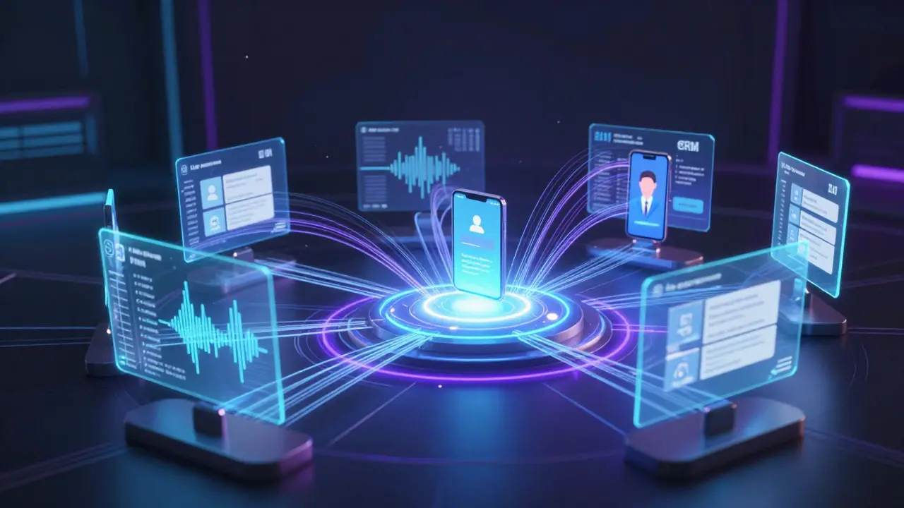 Abstract visualization of data flowing from a form to an agent via AI automation