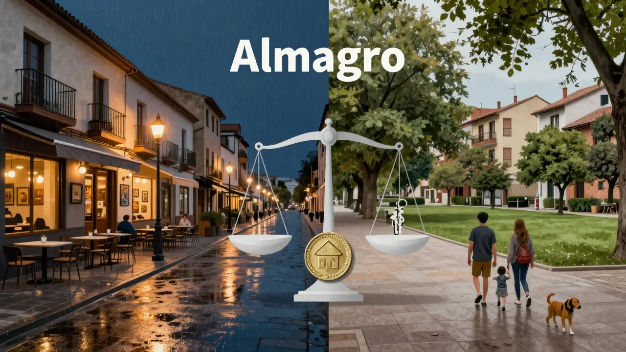 Ilustración del equilibrio entre vida cultural y residencial en el barrio Almagro
