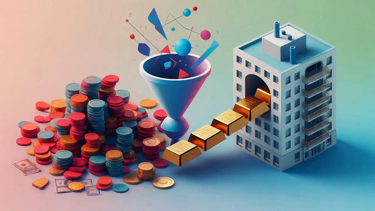 Ilustración 3D de consolidación de deudas usando una casa como garantía
