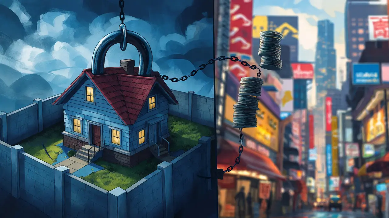 Ilustración conceptual sobre el costo financiero y el aislamiento de vivir en barrios cerrados