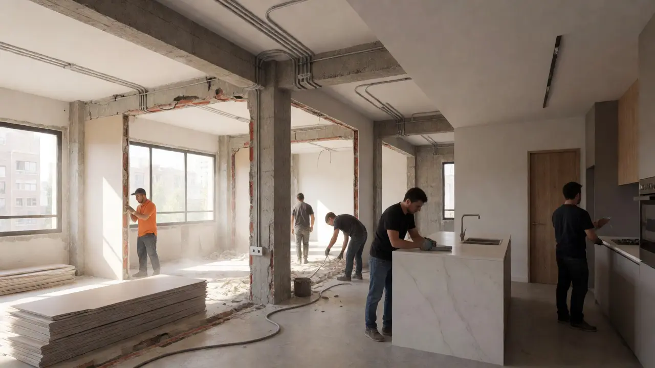 Obras de reconversión de una oficina antigua a departamentos tipo loft en Buenos Aires.