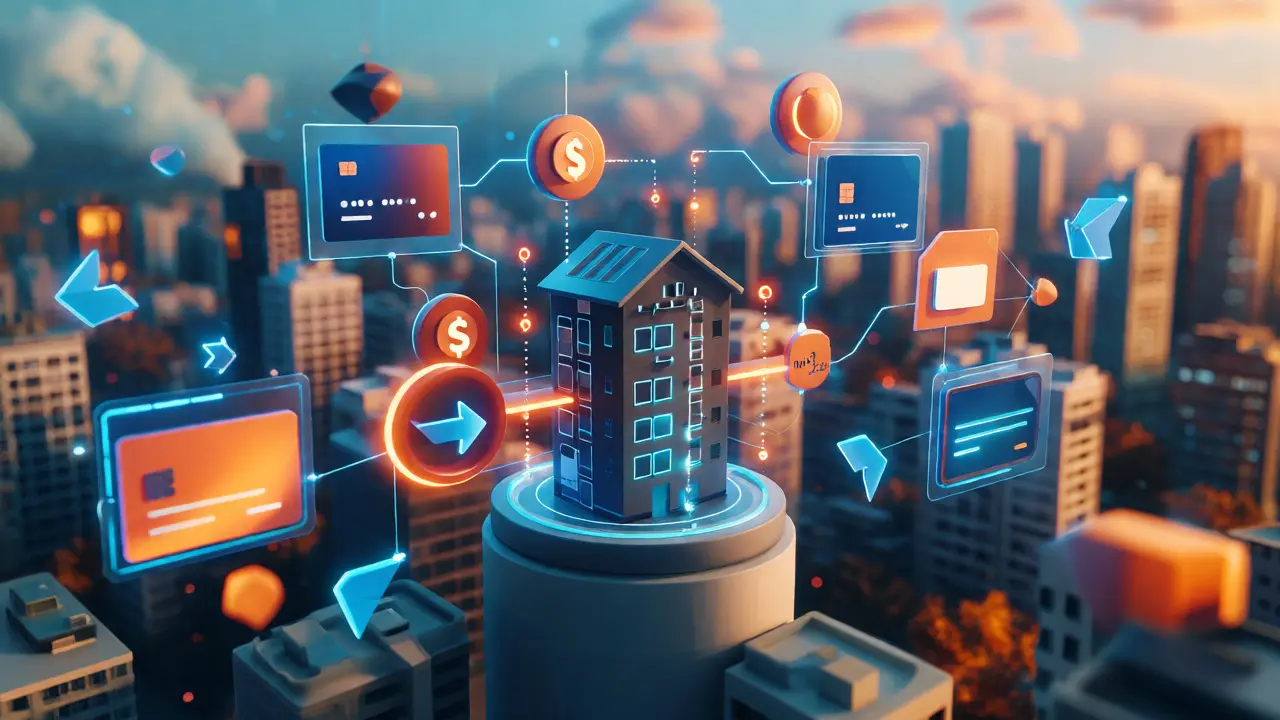 Visualización conceptual de pasarelas de pago digitales para el sector inmobiliario.