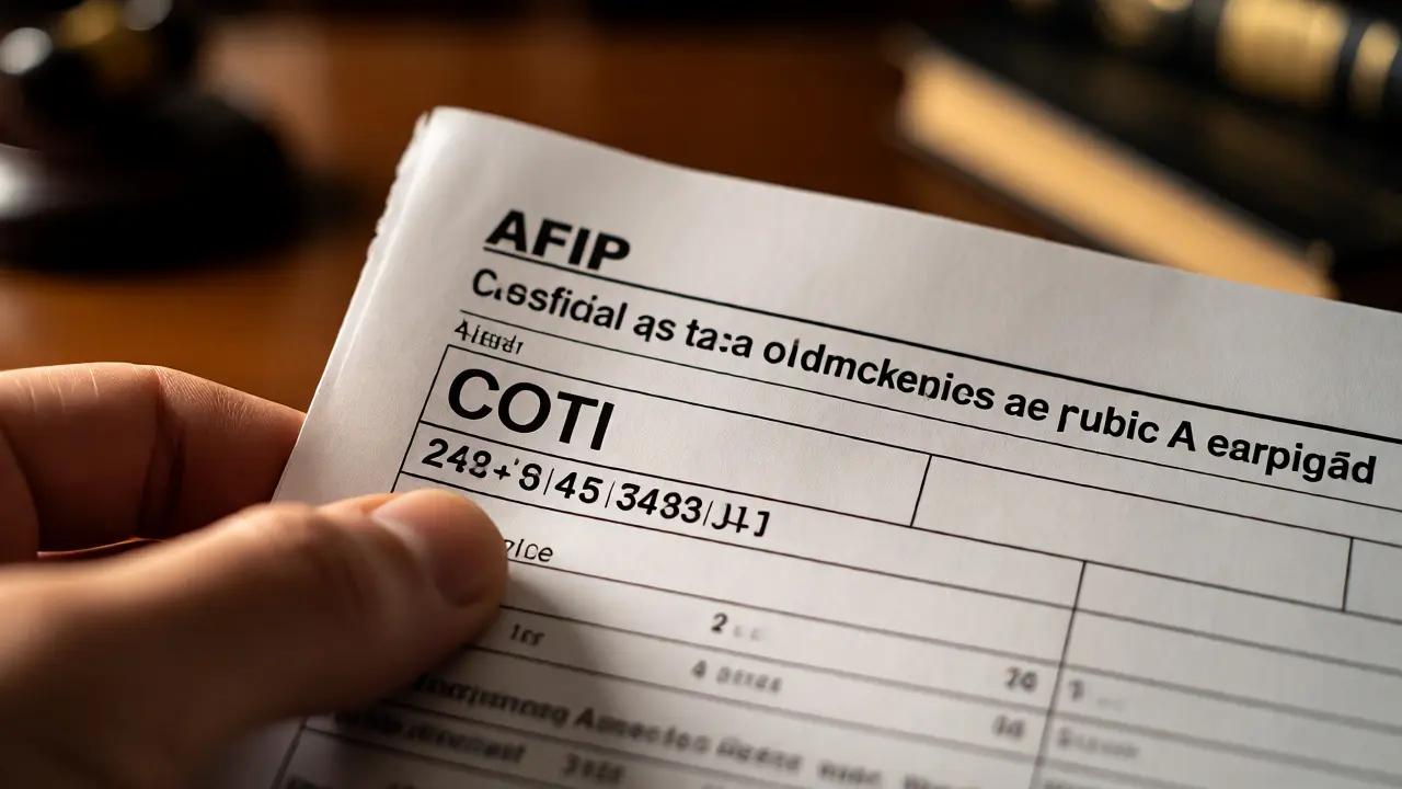 Documento oficial de AFIP con código COTI en mano